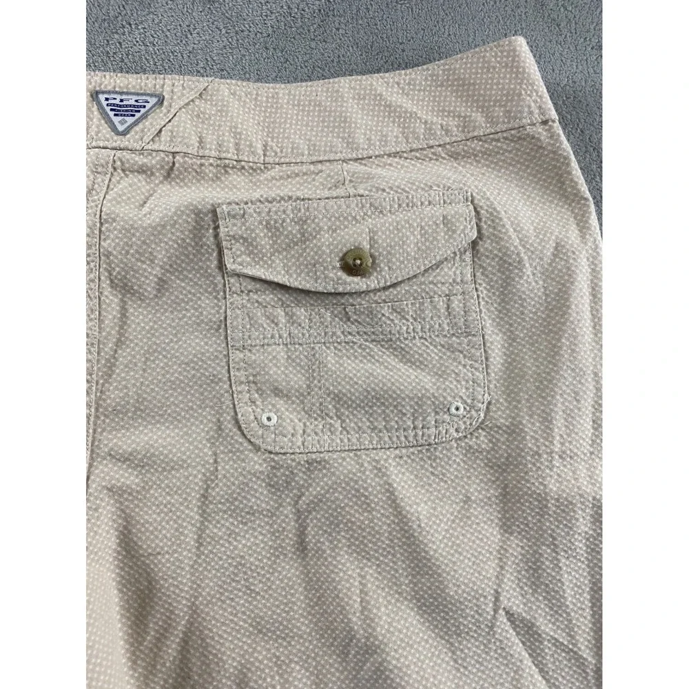 Columbia Omni-Shade Mens Shorts Tan Khaki Micro Dot Sun Protection Size 37x10